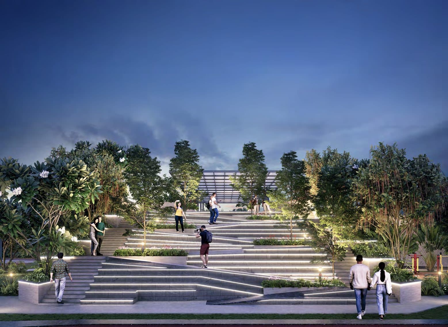 Gera Joy on Tree Tops, Hinjewadi — landscaped amphitheatre steps
