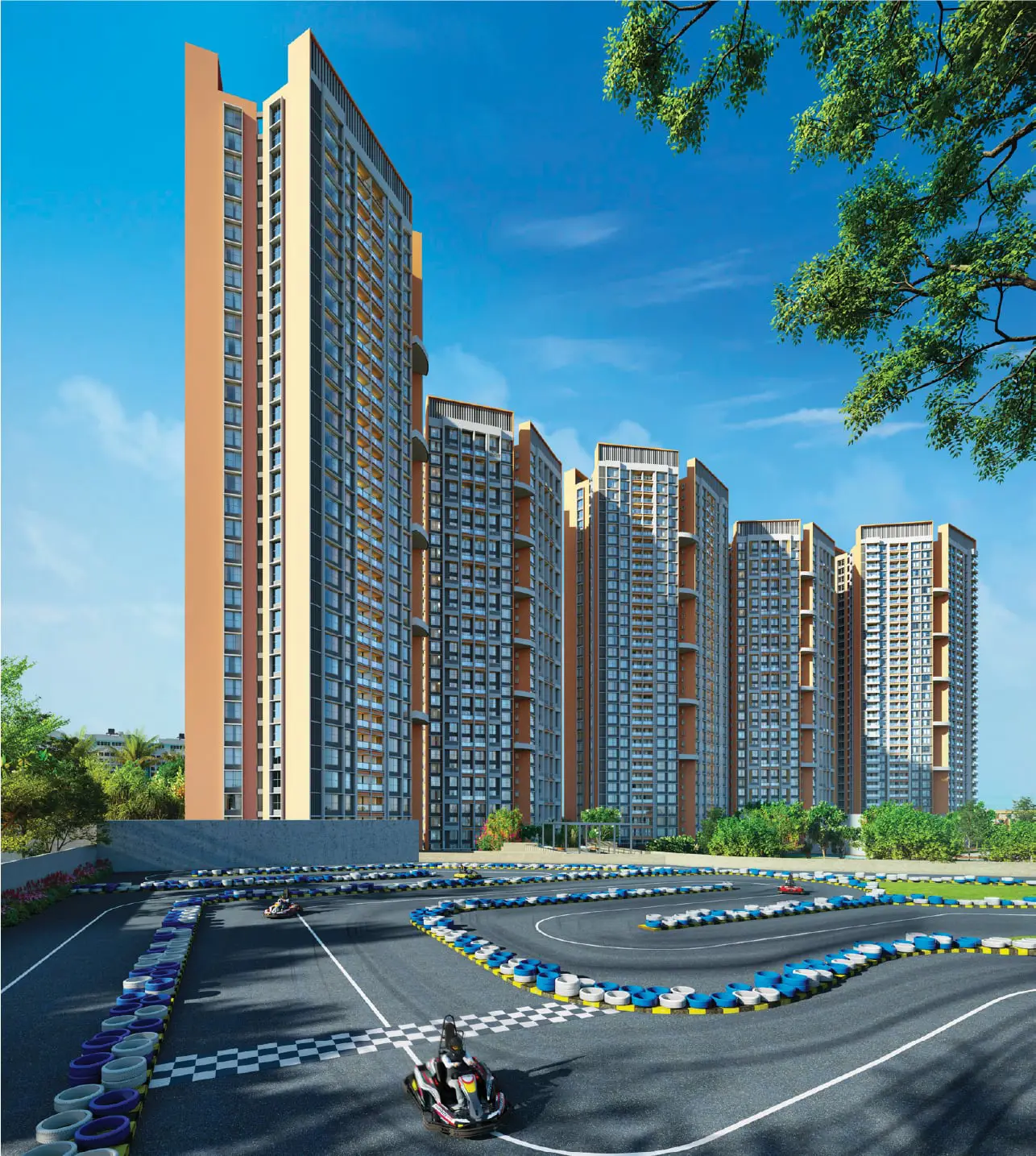 Gera Joy on Tree Tops, Hinjewadi — towers with electric go-kart racing track (artistic impression)