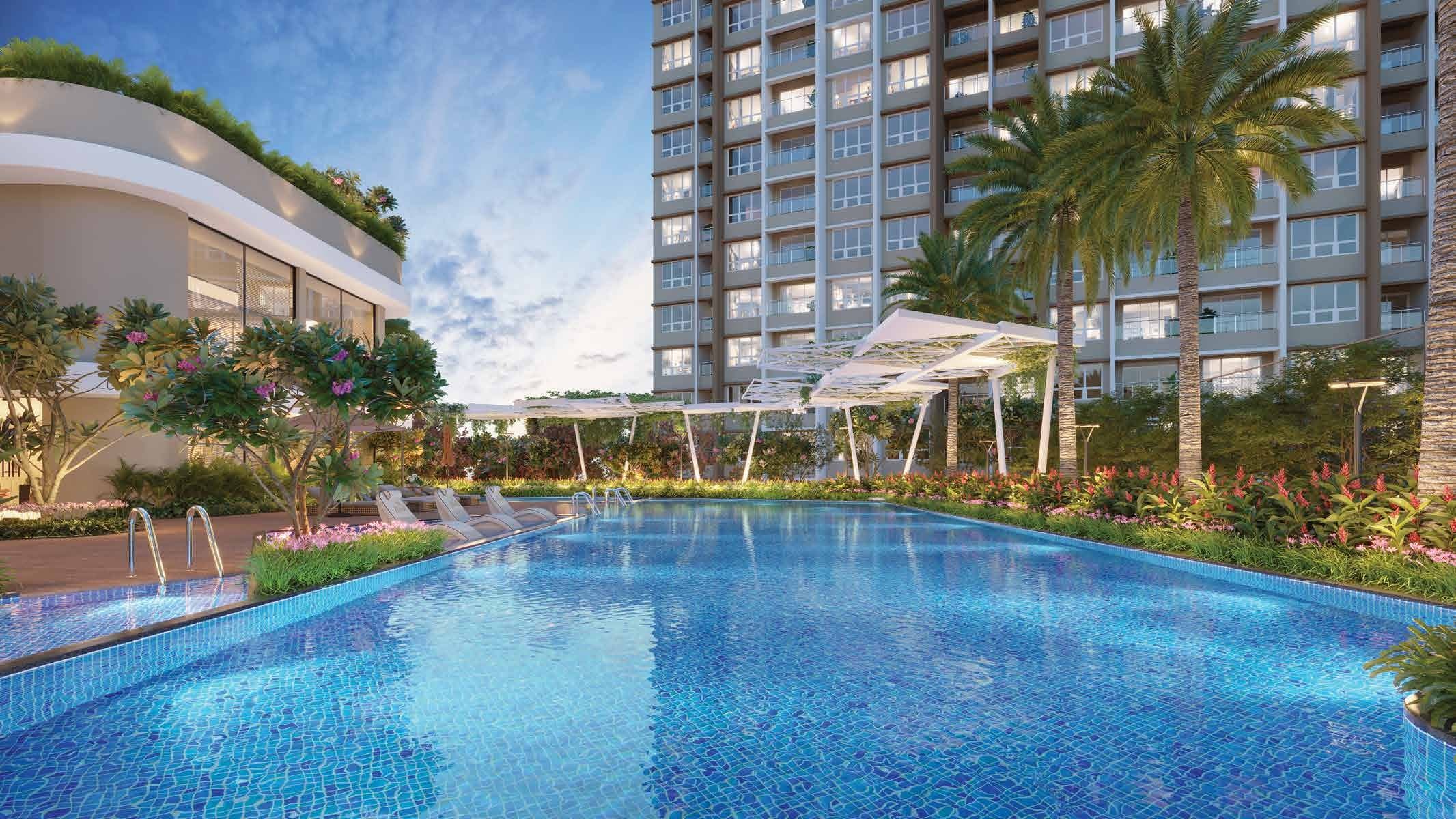 The Winds by Kolte Patil, Bhugaon — swimming pool and poolside sun deck