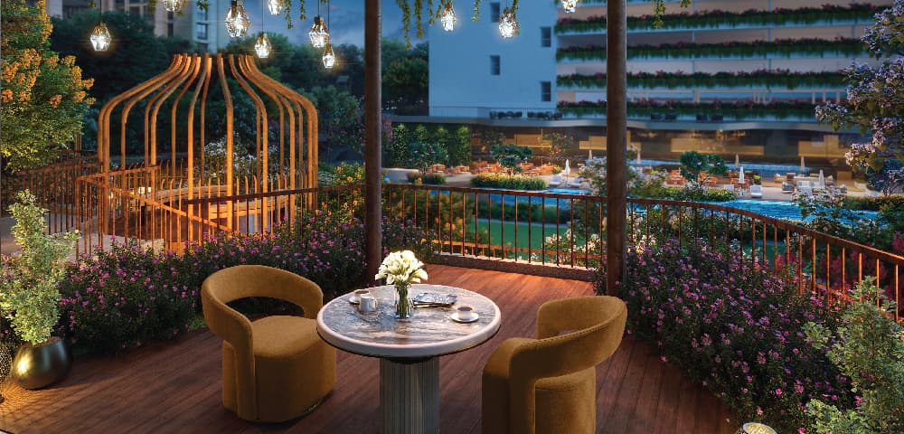 Lodha Massimo, Baner — cafe deck overlooking the pool