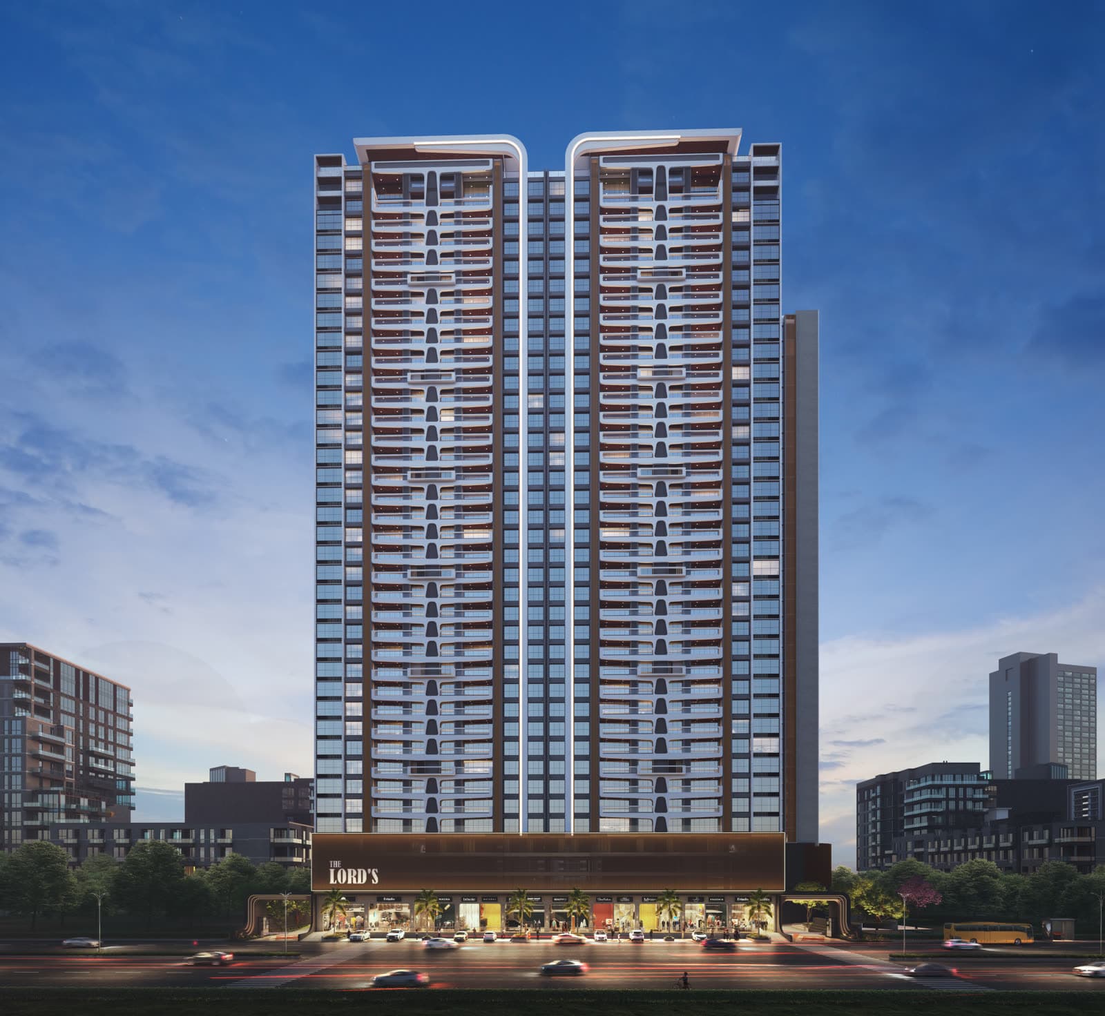 The Lords by Pristine Developers, Pashan — twin-tower front elevation